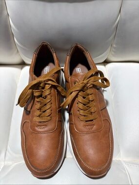Aston Marc Brown Leather Casual Sneakers -